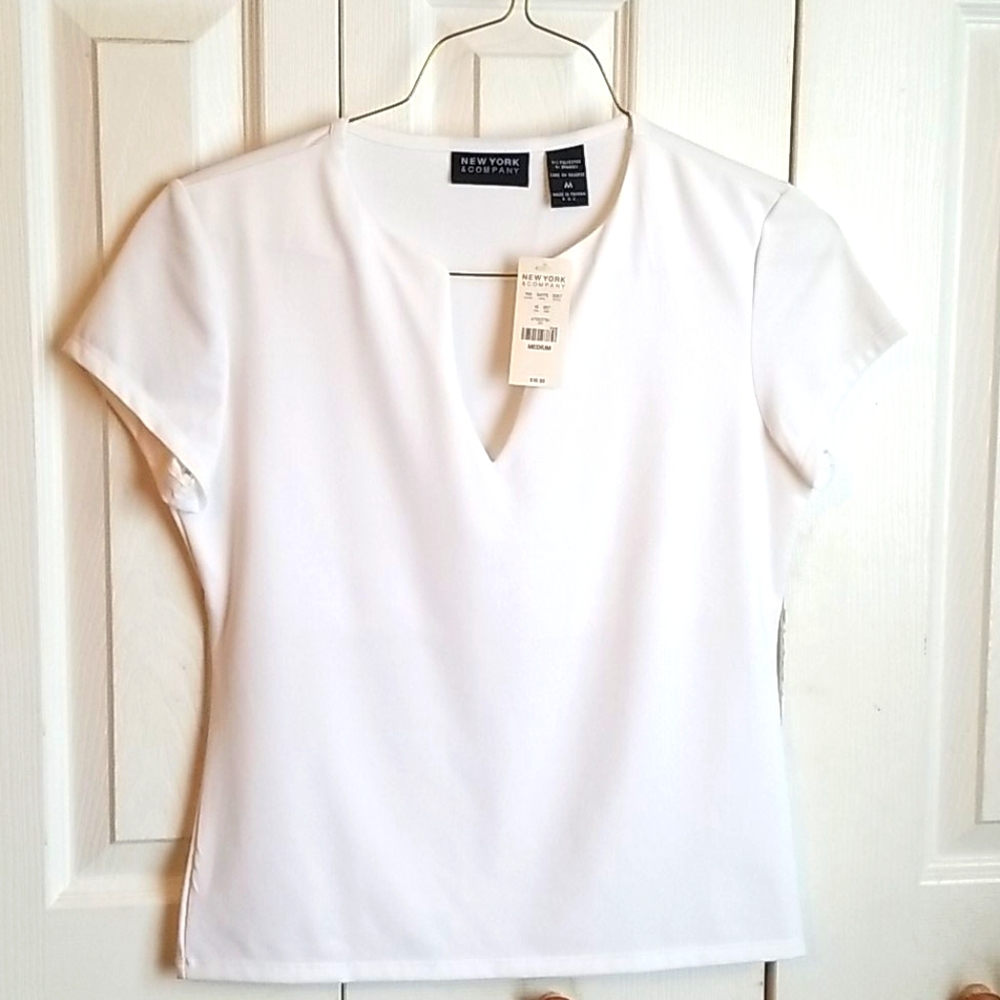 New york and co white short sleeve top